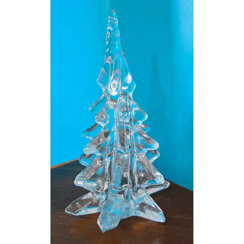 5 Piece Heavy Cut Crystal Christmas Tree Set Holiday Winter Decor Tabletop 5
